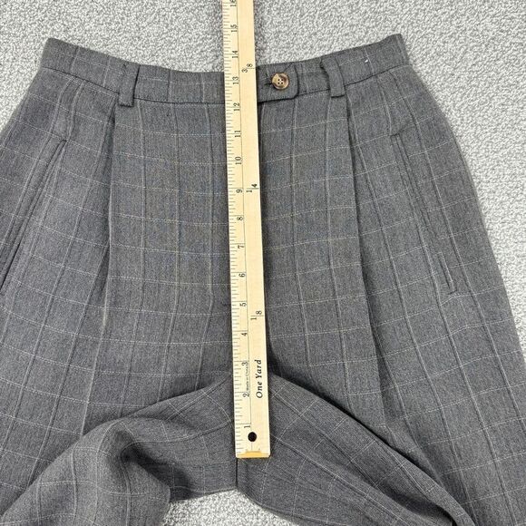 Geoffrey Beene Windowpane High Waist Cuff Hem Straight Leg Trouser Pants Grey 8 - Picture 14 of 16